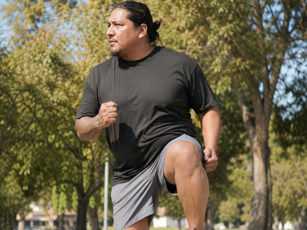 Focused, confident man in his 40s, energy and mental clarity